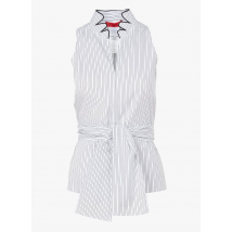 Max&co. - Top anudable de algodón a rayas sin mangas con cuello de pico - Talla 40 - Azul