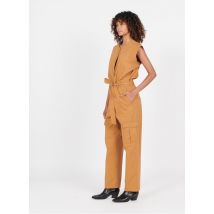 Mes Demoiselles - Katoenen jumpsuit met v-hals - 40 Maat - Bruin