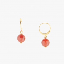Mila Creation - Golden metal earrings with gemstone - One Size - Orange