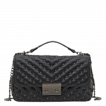 Minelli - Sac bandoulière matelassé à studs - Taille Unique - Noir