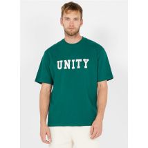 Minimum - Camiseta loose fit serigrafiada de algodón orgánico con cuello redondo - Talla S - Verde