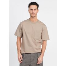 Minimum - Regular-fit t-shirt van biokatoen met ronde hals - S Maat - Bruin