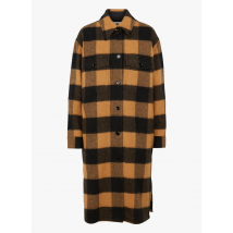 Mm6 Maison Margiela - Geruite jas van wolmix met klassieke kraag - 40 Maat - Bruin