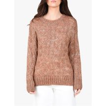 Molly Bracken - Jersey de mezcla de punto trenzado con cuello redondo - Talla L - Marrón