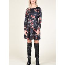 Molly Bracken - Korte jurk met ronde hals en bloemenprint - XS Maat - Zwart