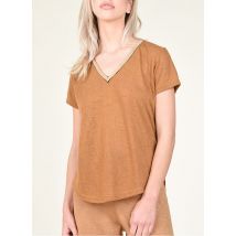 Molly Bracken - Geflammtes t-shirt mit v-ausschnitt - Größe S - Beige