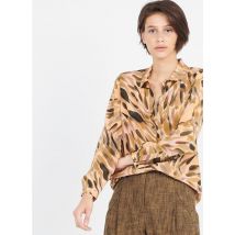 Momoni - Zijden blouse met klassieke kraag en print - 42 Maat - Multikleurig