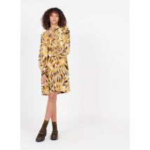 Momoni - Korte - zijden jurk met v-hals en print - 44 Maat - Multikleurig