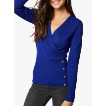 Morgan - Fijngebreide trui met v-hals - XS Maat - Blauw