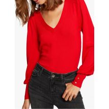 Morgan - Pull Col V en maille mélangée - Talla S - Rojo