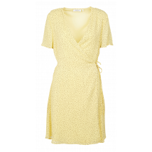 Moss Copenhagen - Robe courte Col V portefeuille en polyester recyclé - Taille M - Jaune
