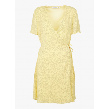 Moss Copenhagen - Vestido corto cruzado de poliéster reciclado con cuello de pico cruzado - Talla L - Amarillo