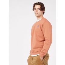 Olow - Regular-fit sweater van biokatoen met ronde hals en borduursel - XL Maat - Oranje