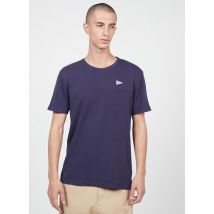 Olow - Regular-fit t-shirt van biokatoen met ronde hals en borduursel - L Maat - Blauw