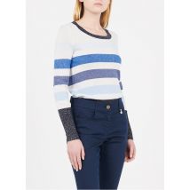 Pennyblack - Gestreepte trui met ronde hals en glansdraad - M Maat - Blauw
