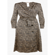 Pennyblack - Halflange jurk met v-hals en zebraprint - 38 Maat - Zwart