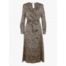 Pennyblack - Halflange jurk met v-hals en zebraprint - 40 Maat - Zwart