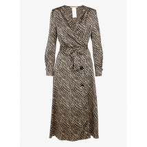 Pennyblack - Robe midi Col V imprimé zèbre - Taille 36 - Noir