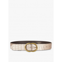 Pieces - Cinturón de piel efecto cocodrilo con hebilla - Talla 80 - Dorado
