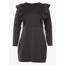 Pieces - Korte - katoenen jurk met ronde hals - L Maat - Zwart