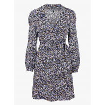 Pieces - Korte jurk met reverskraag en bloemenprint - L Maat - Zwart