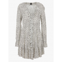 Pinko - Korte jurk met v-hals en dierenhuidprint - 42 Maat - Wit