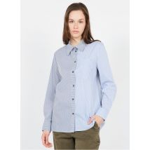 Please - Camisa de mezcla de algodón a rayas con cuello clásico - Talla S - Azul