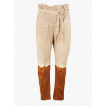 Please - Pantalón recto de mezcla de algodón con estampado tie-dye - Talla S - Beige