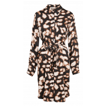 Please - Vestido corto con cuello clásico y estampado tie-dye - Talla S - Negro