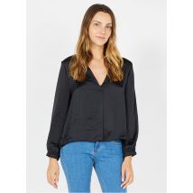 Please - Top satinado con cuello de pico - Talla L - Negro