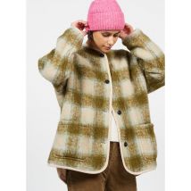 Pomandere - Geruite jas met ronde hals wolblend - 38 Maat - Kakigroen