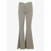 Recc Paris - Flared broek van jerseystof met lage taille en fronsjes - 36 Maat - Kakigroen