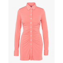 Recc Paris - Korte jurk met klassieke kraag - knopen en plooitjes - 38 Maat - Roze