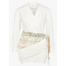 Recc Paris - Korte jurk van lyocell met reverskraag en overslag - 40 Maat - Beige