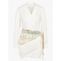 Recc Paris - Korte jurk van lyocell met reverskraag en overslag - 38 Maat - Beige