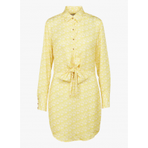 Recc Paris - Korte jurk met satijnglans en prints - 34 Maat - Geel