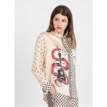 Sack S - Blouse met klassieke kraag en print - S Maat - Beige