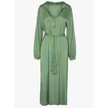 Sack S - Lange jurk van zijdemix met v-hals - L Maat - Groen