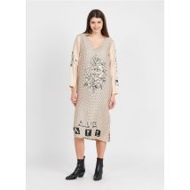 Sack S - Lange jurk van viscose met print - M Maat - Multikleurig