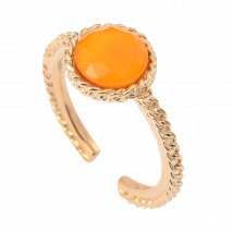 Satellite Paris - Fine ring with cabochon - One Size - Orange