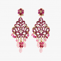 Satellite Paris - Crystal and glass bead earrings - One Size - Pink