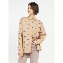 Second Female - Ruimvallende blouse van biokatoen met ogenprint - S Maat - Beige