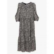 Selected - Lange - wijde jurk met ronde hals en print - 34 Maat - Zwart