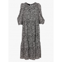 Selected - Lange - wijde jurk met ronde hals en print - 36 Maat - Zwart