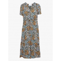 Selected - Halflange jurk van gerecycled polyester met v-hals en bloemenprint - 34 Maat - Zwart