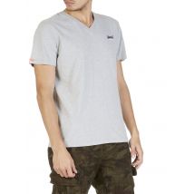 Superdry - Tee-shirt Col V en coton - Taille XS - Gris