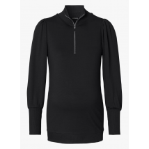 Supermom - Zwangerschapstop met opstaande kraag - L Maat - Zwart