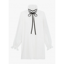 The Kooples - Korte zijden jurk met victoriaanse kraag - 3 Maat - Wit