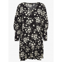 Twinset - Korte jurk met v-hals en bloemenprint - M Maat - Zwart