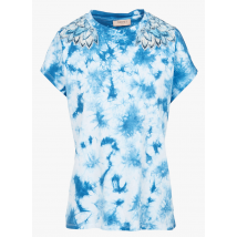 Twinset - Camiseta de algodón bordada con cuello redondo y estampado tie-dye - Talla XS - Azul